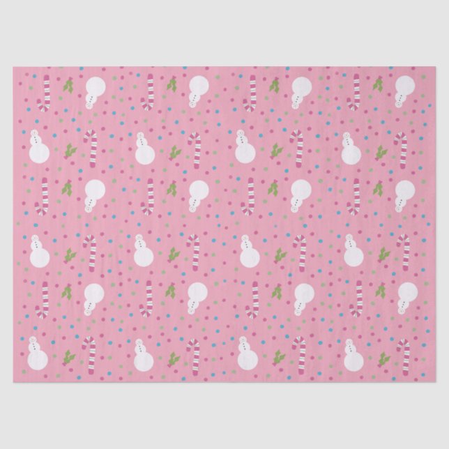 Rosa Schneemann-Geschenkpapier  Seidenpapier (Vorderseite)
