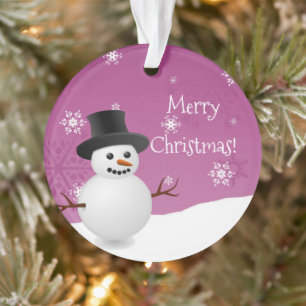 Rosa Schneemann Winter Szene Weihnachtsschmuck Ornament