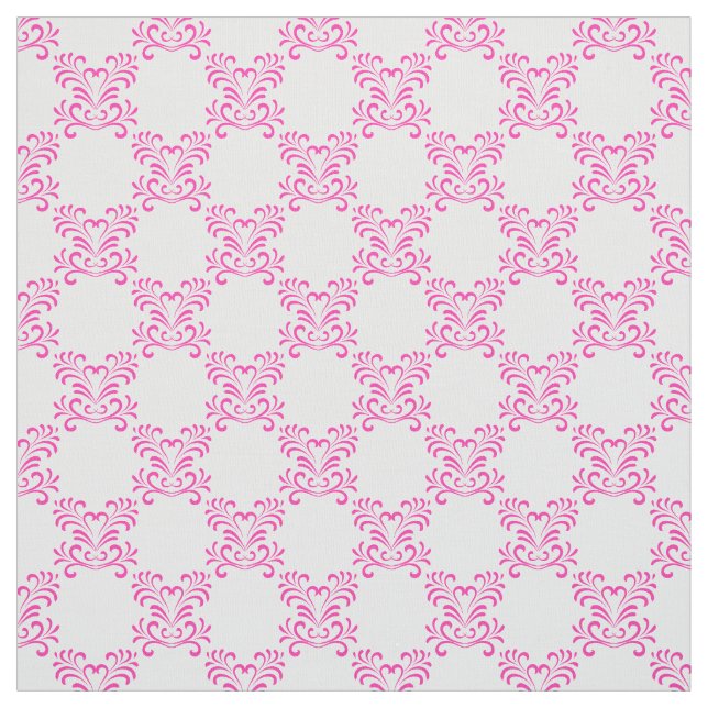 Rosa Schnörkel auf Weiß | HÜBSCH Stoff (Muster)