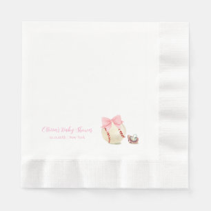 Rosa Schnuller Baseball Sport Mädchen Baby Shower Serviette