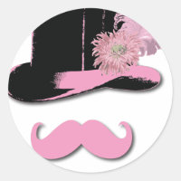 Rosa Schnurrbart, Oberhut, Federn und Blume