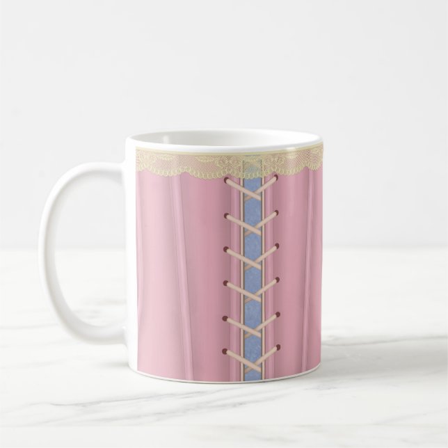Rosa Schnürsenkel Corset Feminine Kaffeetasse (Links)