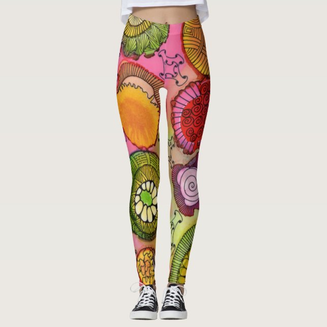 Rosa Schnürsenkel-Leggings Leggings (Vorderseite)