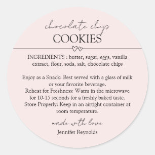 Rosa Schokolade Chip Cookie Mix Jar Geschenk Tag Runder Aufkleber