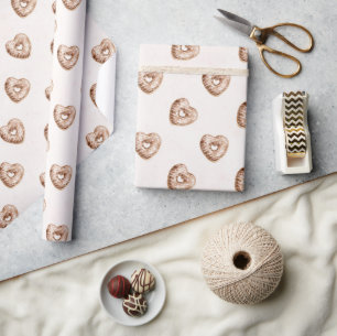 Rosa Schokoladen-Herzen Geburtstag Geschenkpapier