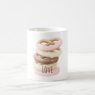 Rosa Schokoladen-Vanille-Brezel-Kekse Kaffeetasse