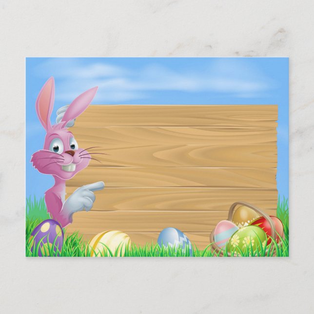 Rosa Schokoladeneier - Osterhase Feiertagspostkarte (Vorderseite)