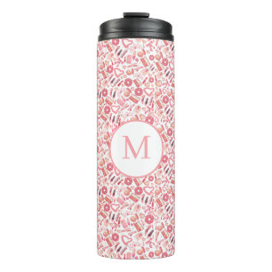 Rosa Schönheit & Make-up nahtloses Muster feminin Thermosbecher