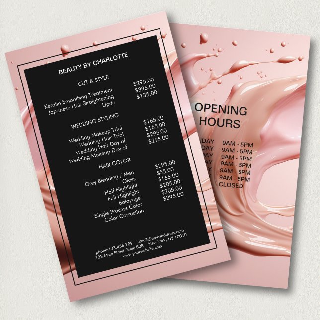 Rosa Schönheitssalon-Preisliste Flyer (Blush Pink Beauty Salon Price List Flyer)