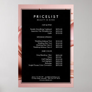 Rosa Schönheitssalon-Preisliste  Poster