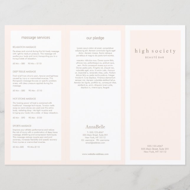 Rosa Schönheitssalon Wellness-Center TriFold Brosc (Vorderseite)