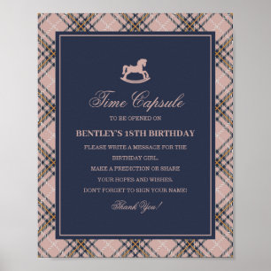 Rosa Schottenkariert Schaukelpferd Zeitkapsel Poster