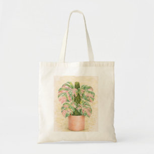 rosa Schottenkaro Monstera-Blatt Schottland  Tragetasche