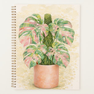 rosa Schottenmuster Monstera Blatt Schottland Planer