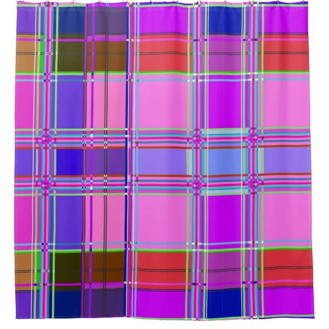 Rosa Schottenstoff-Muster Tuch Madras Duschvorhang (Vorderseite)