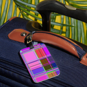 Rosa Schottenstoff-Muster Tuch Madras Gepäckanhänger