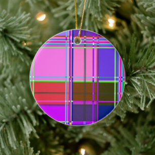 Rosa Schottenstoff-Muster Tuch Madras Keramik Ornament