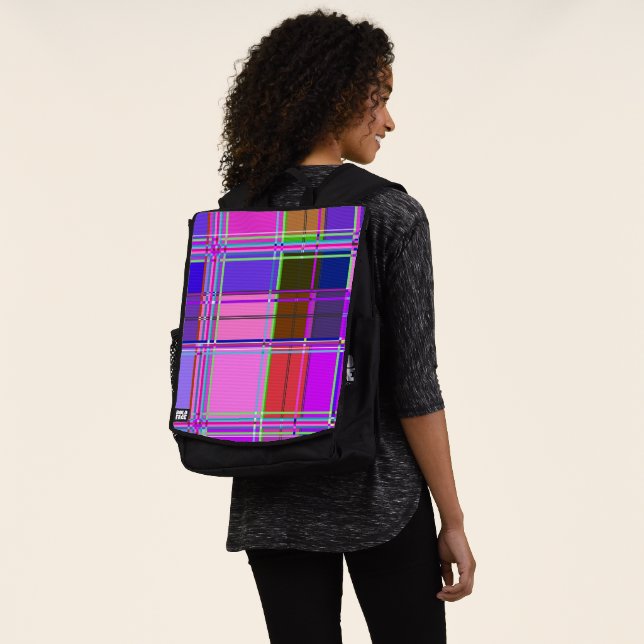 Rosa Schottenstoff-Muster Tuch Madras Rucksack (Ausgewaschen)