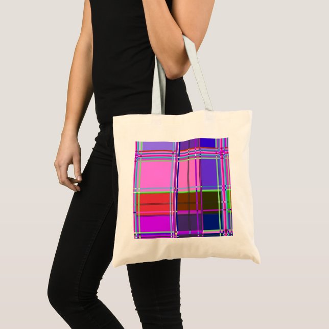 Rosa Schottenstoff-Muster Tuch Madras Tragetasche (Vorderseite (Produkt))