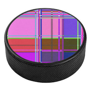 Rosa Schottenstoff-Musterstoff Madras Eishockey Puck