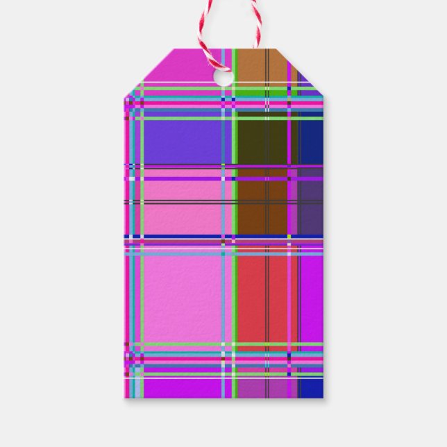 Rosa Schottenstoff-Musterstoff Madras Geschenkanhänger (Vorderseite)