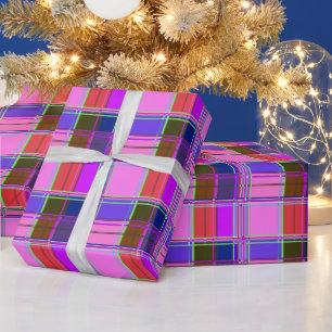 Rosa Schottenstoff-Musterstoff Madras Geschenkpapier