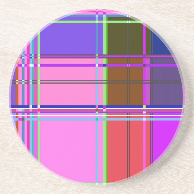 Rosa Schottenstoff-Musterstoff Madras Getränkeuntersetzer (Vorne)