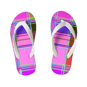 Rosa Schottenstoff-Musterstoff Madras Kinderbadesandalen