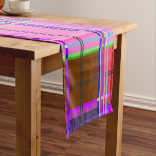Rosa Schottenstoff-Musterstoff Madras Kurzer Tischläufer