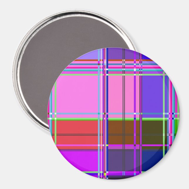 Rosa Schottenstoff-Musterstoff Madras Magnet (Vorderseite/Rückseite)