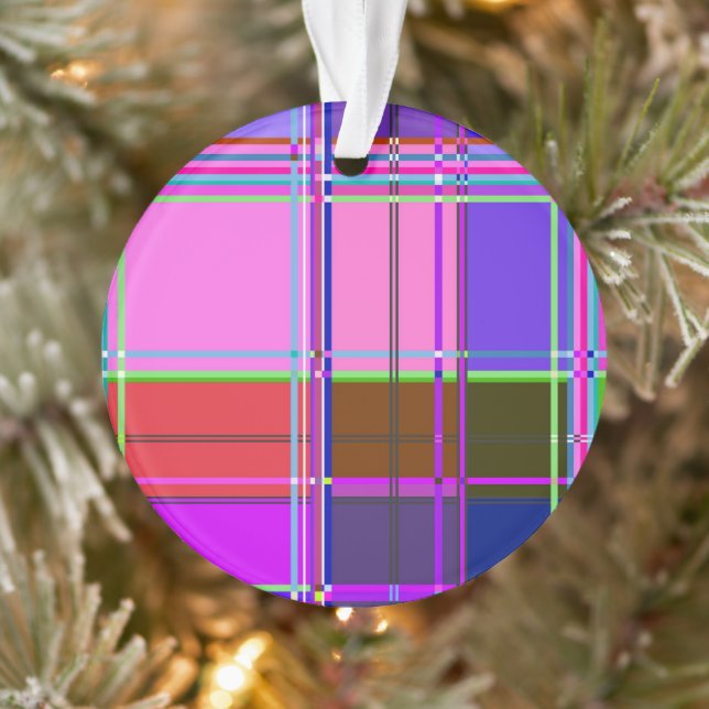 Rosa Schottenstoff-Musterstoff Madras Ornament (Baum)