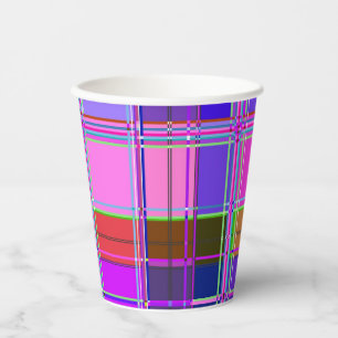 Rosa Schottenstoff-Musterstoff Madras Pappbecher