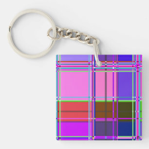 Rosa Schottenstoff-Musterstoff Madras Schlüsselanhänger