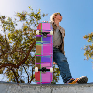 Rosa Schottenstoff-Musterstoff Madras Skateboard