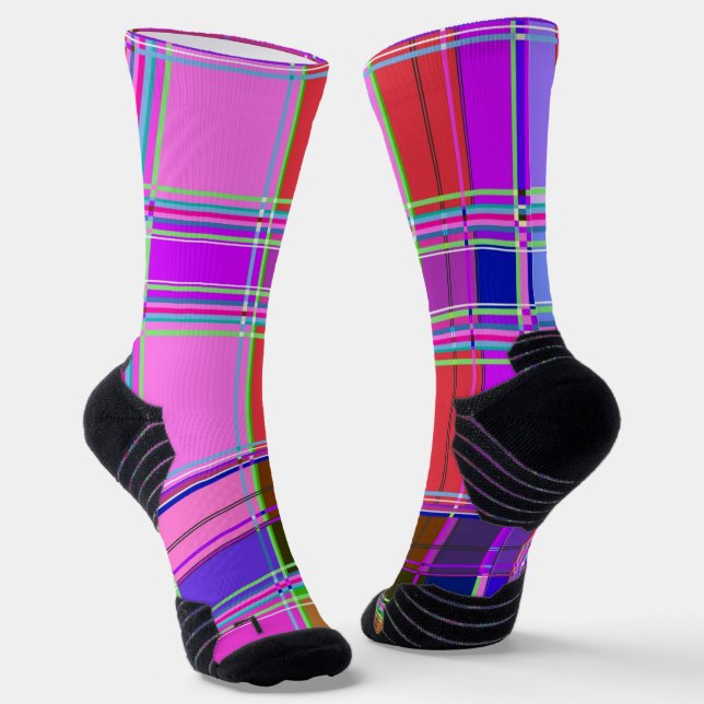 Rosa Schottenstoff-Musterstoff Madras Socken (Gewinkelt)