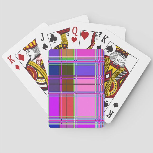 Rosa Schottenstoff-Musterstoff Madras Spielkarten (Rückseite)