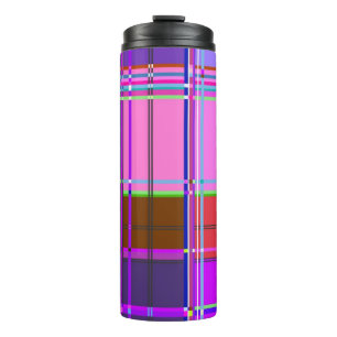 Rosa Schottenstoff-Musterstoff Madras Thermosbecher