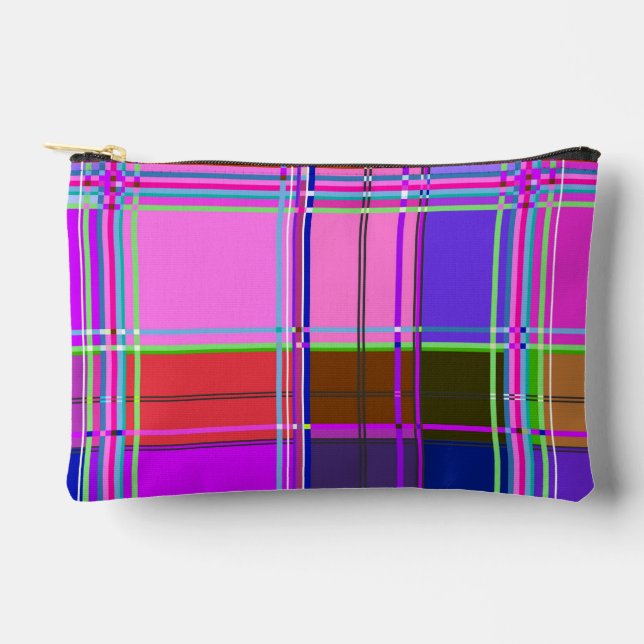 Rosa Schottenstoff-Musterstoff Madras Zubehörtasche (Vorderseite)