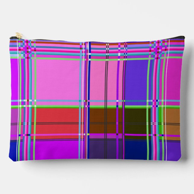 Rosa Schottenstoff-Musterstoff Madras Zubehörtasche (Vorderseite)