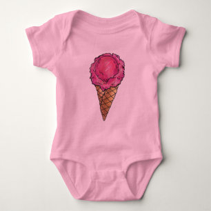 Rosa Schotter Erdbeere Eis Waffelkone Feinschmecke Baby Strampler