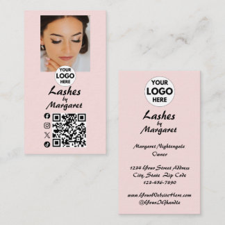 Rosa Schreibschrift Social Icon QR Code Foto Wimpe Visitenkarte