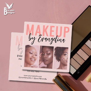 Rosa Schrift 3 Foto Make-up Quadratische Visitenkarte