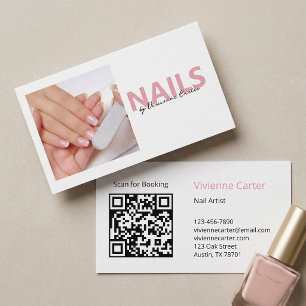 Rosa Schrift Foto Nagelstudio Salon Visitenkarte