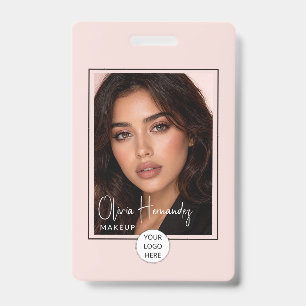Rosa Schrift-Logo Foto Make-up Ausweis