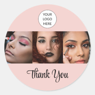 Rosa Schrift-Logo Foto-Make-up Danke Runder Aufkleber