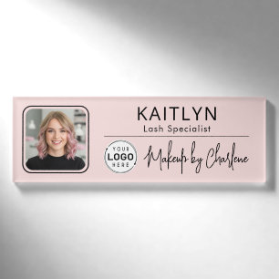 Rosa Schrift-Logo Foto Make-up Namenschild