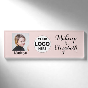 Rosa Schrift-Logo Foto Make-up Namenschild