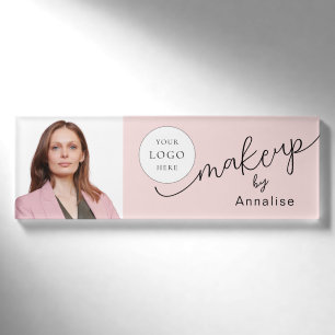 Rosa Schrift-Logo Foto Make-up Namenschild