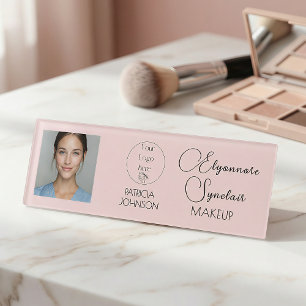 Rosa Schrift-Logo Foto Make-up Namenschild