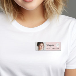 Rosa Schrift-Logo-Foto-Make-up Namenschild